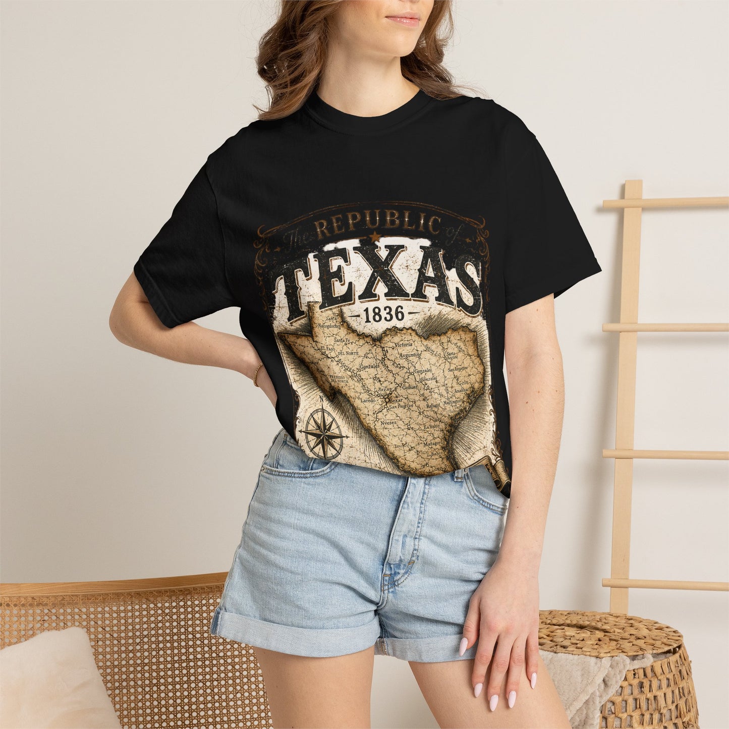 Texas Republic Vintage Map T-Shirt — "The Republic of Texas 1836"