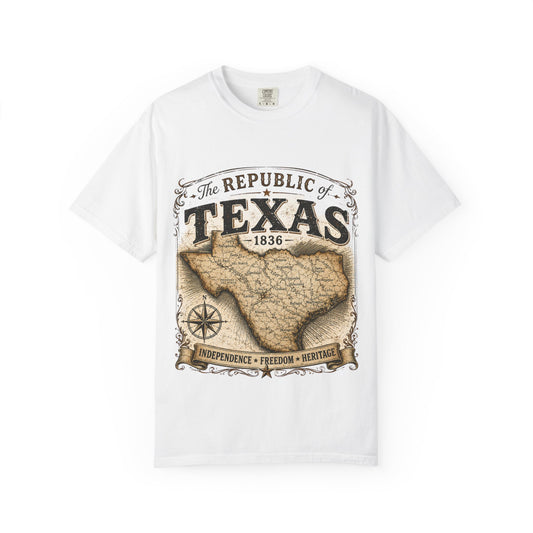 Texas Republic Vintage Map T-Shirt — "The Republic of Texas 1836"