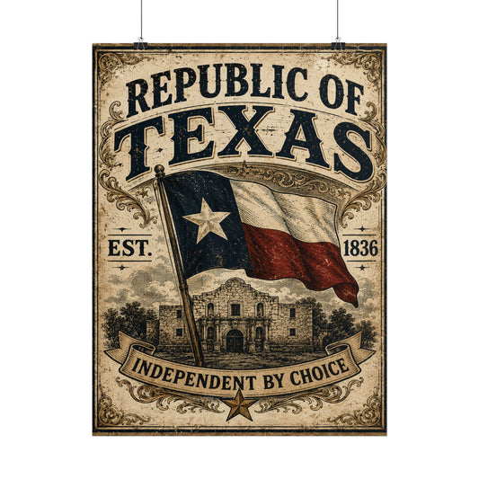 Republic of Texas Vintage Flag Poster — Rolled Wall Art ("Independent by Choice")