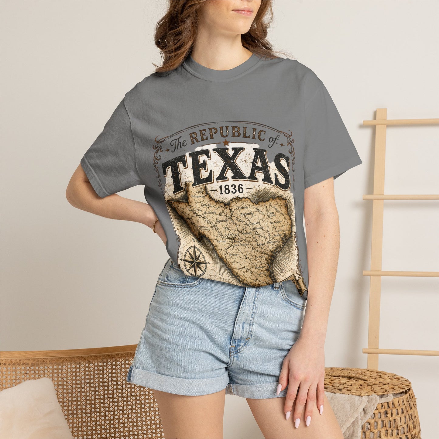 Texas Republic Vintage Map T-Shirt — "The Republic of Texas 1836"