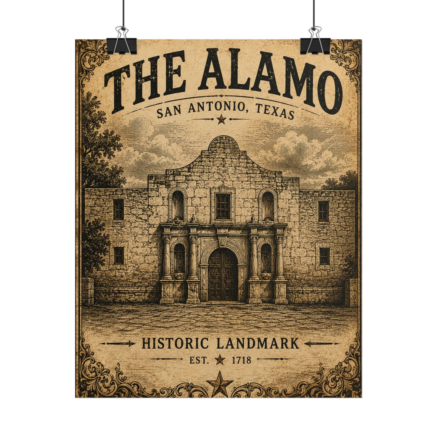 The Alamo Vintage Poster - San Antonio Historic Landmark Rolled Art Print