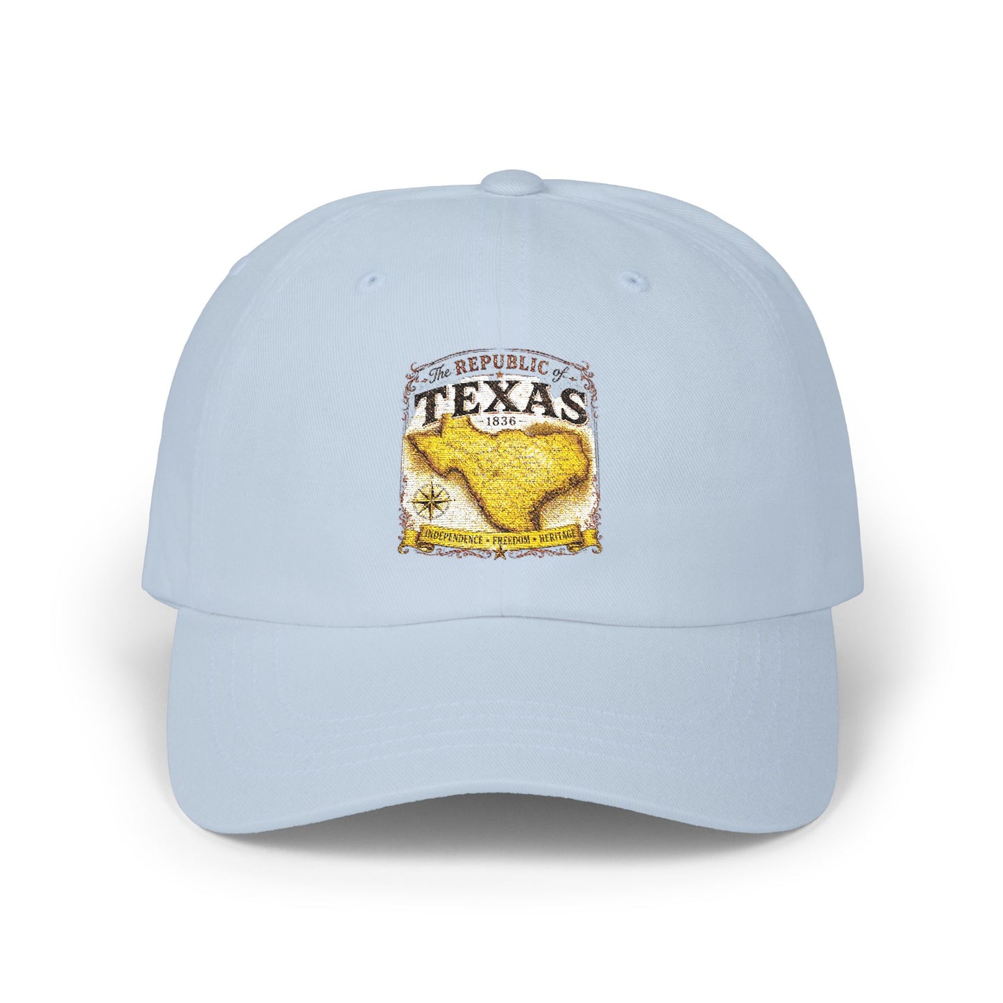 Texas Republic Dad Cap – Vintage Yellow Longhorn Patch Baseball Hat