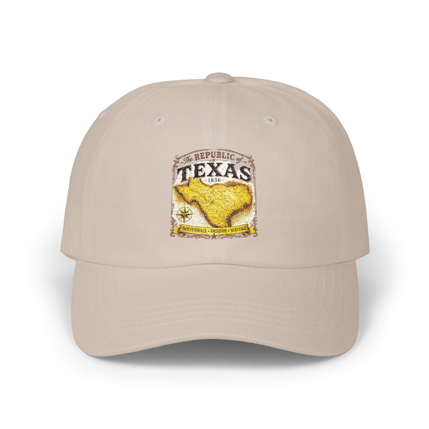 Texas Republic Dad Cap – Vintage Yellow Longhorn Patch Baseball Hat