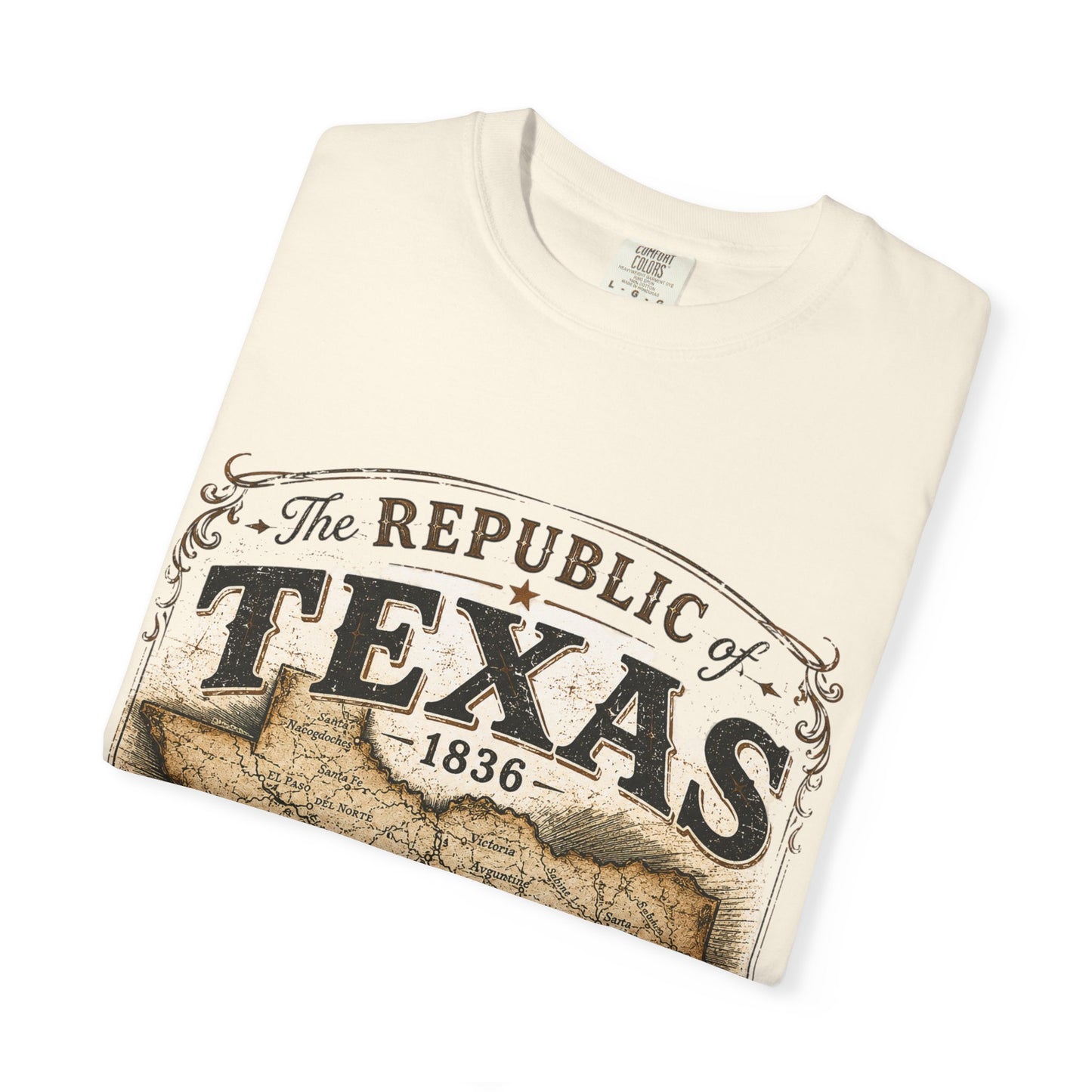 Texas Republic Vintage Map T-Shirt — "The Republic of Texas 1836"