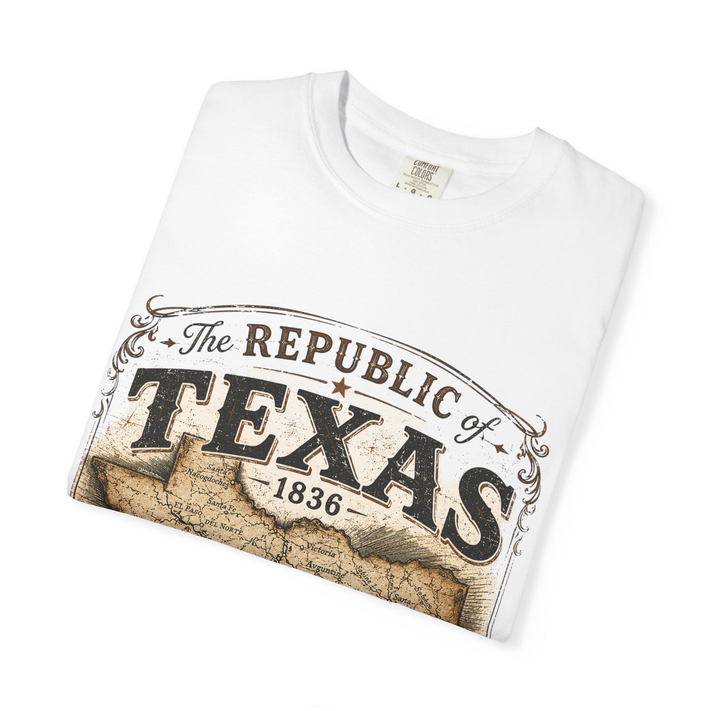 Texas Republic Vintage Map T-Shirt — "The Republic of Texas 1836"