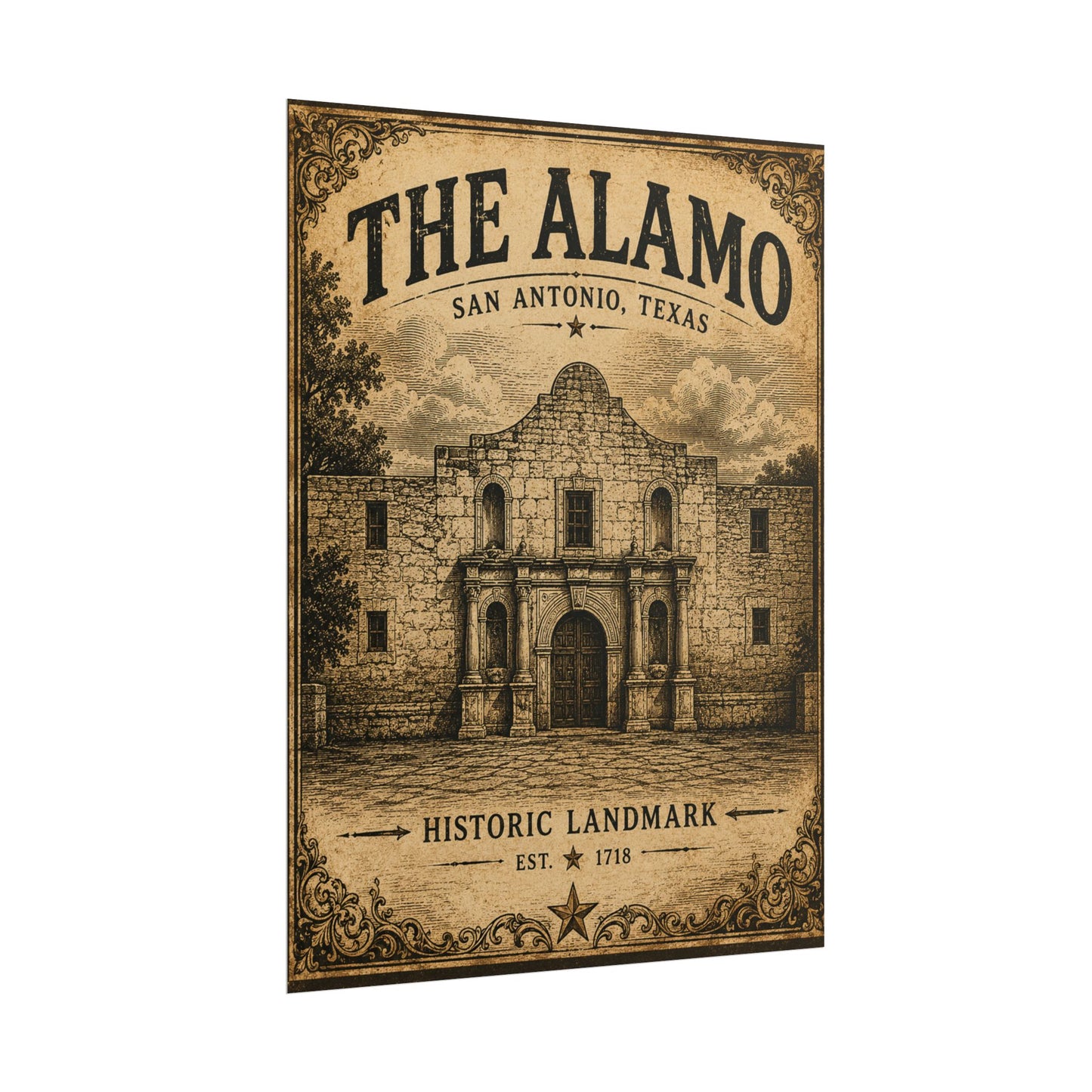 The Alamo Vintage Poster - San Antonio Historic Landmark Rolled Art Print