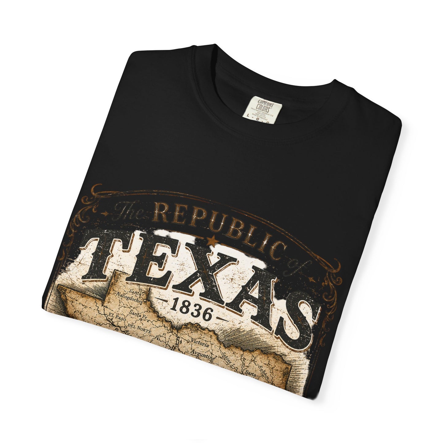 Texas Republic Vintage Map T-Shirt — "The Republic of Texas 1836"