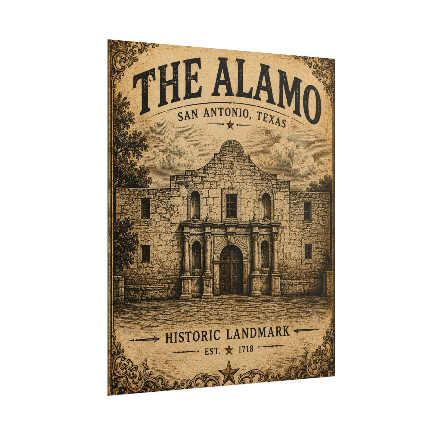 The Alamo Vintage Poster - San Antonio Historic Landmark Rolled Art Print