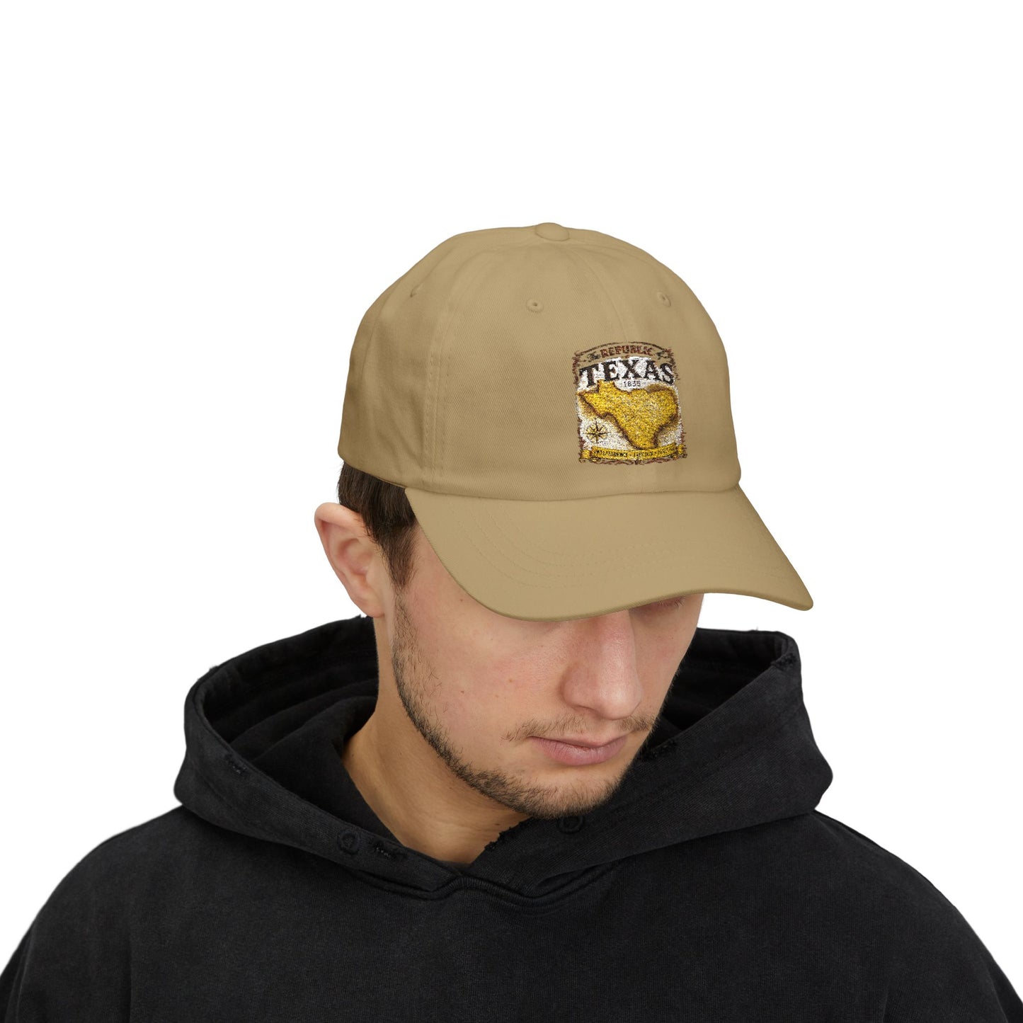 Texas Republic Dad Cap – Vintage Yellow Longhorn Patch Baseball Hat