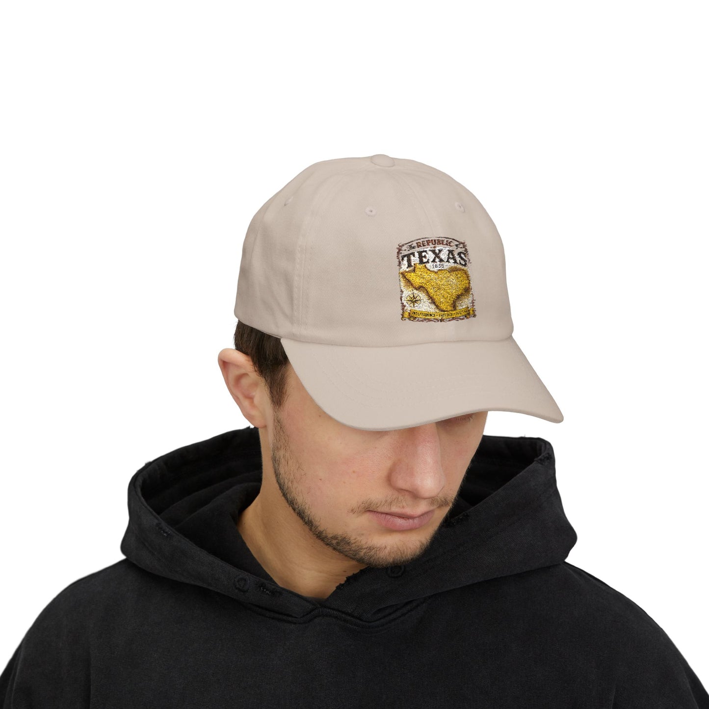 Texas Republic Dad Cap – Vintage Yellow Longhorn Patch Baseball Hat