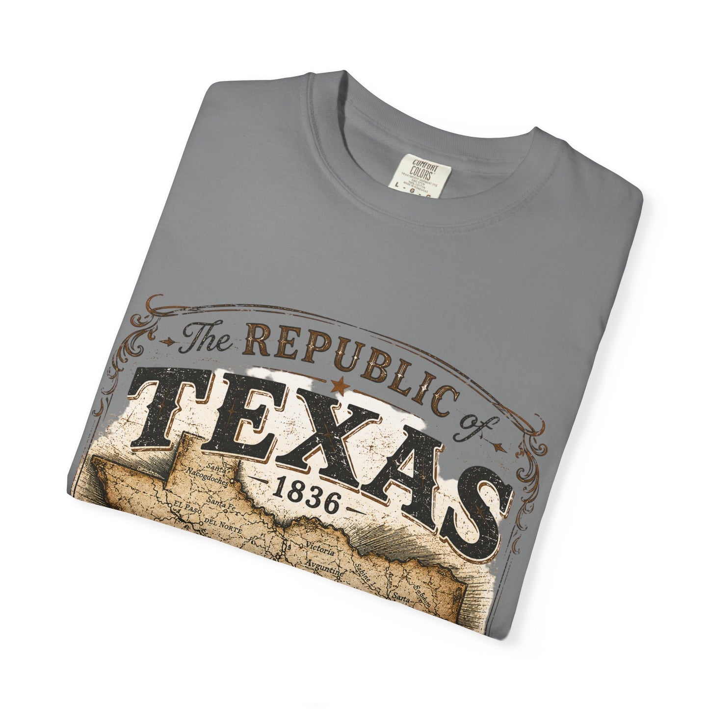 Texas Republic Vintage Map T-Shirt — "The Republic of Texas 1836"