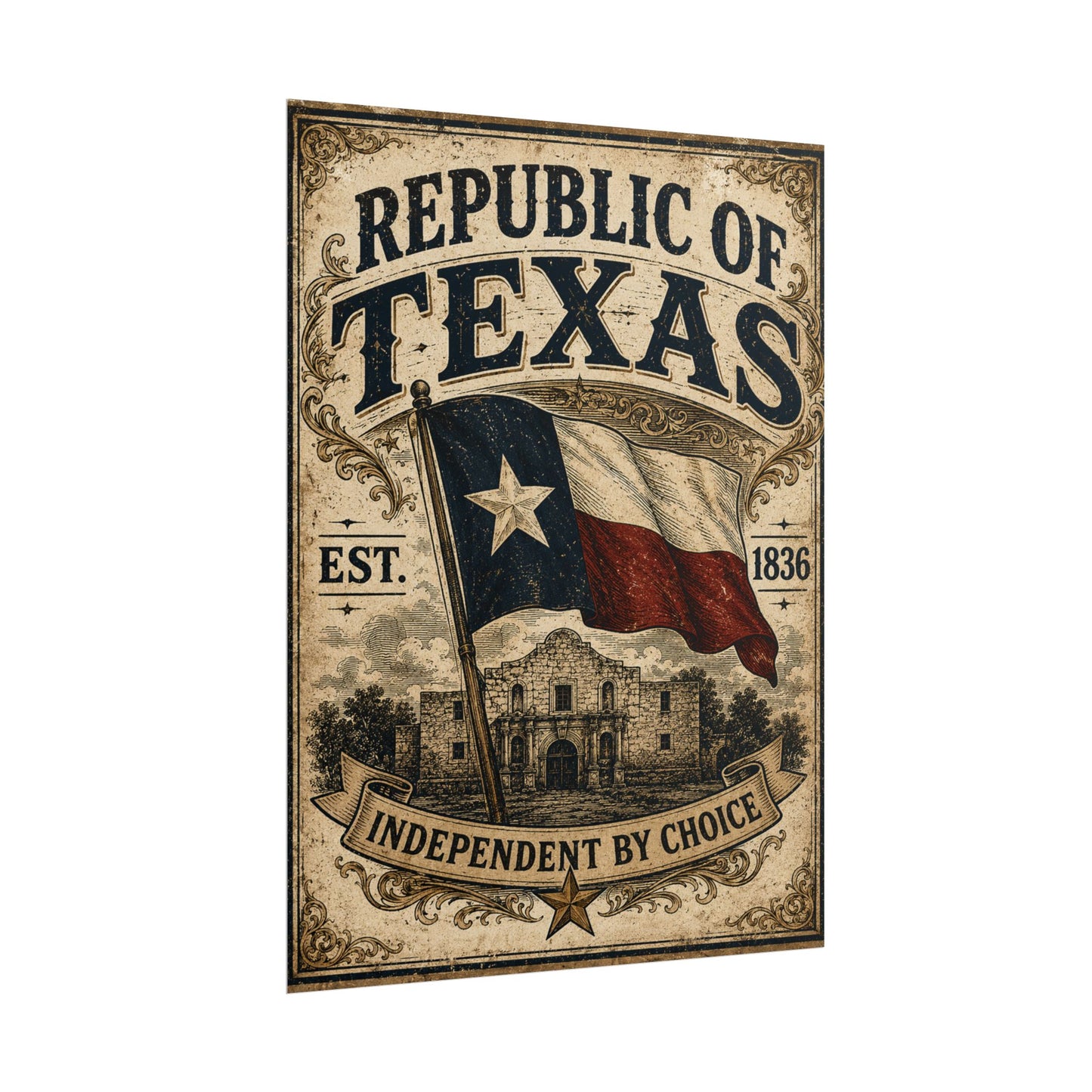 Republic of Texas Vintage Flag Poster — Rolled Wall Art ("Independent by Choice")